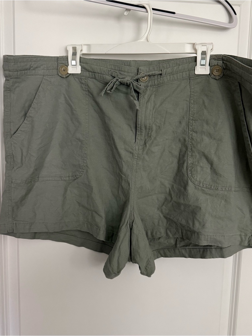torrid Olive Green Drawstring Linen Shorts